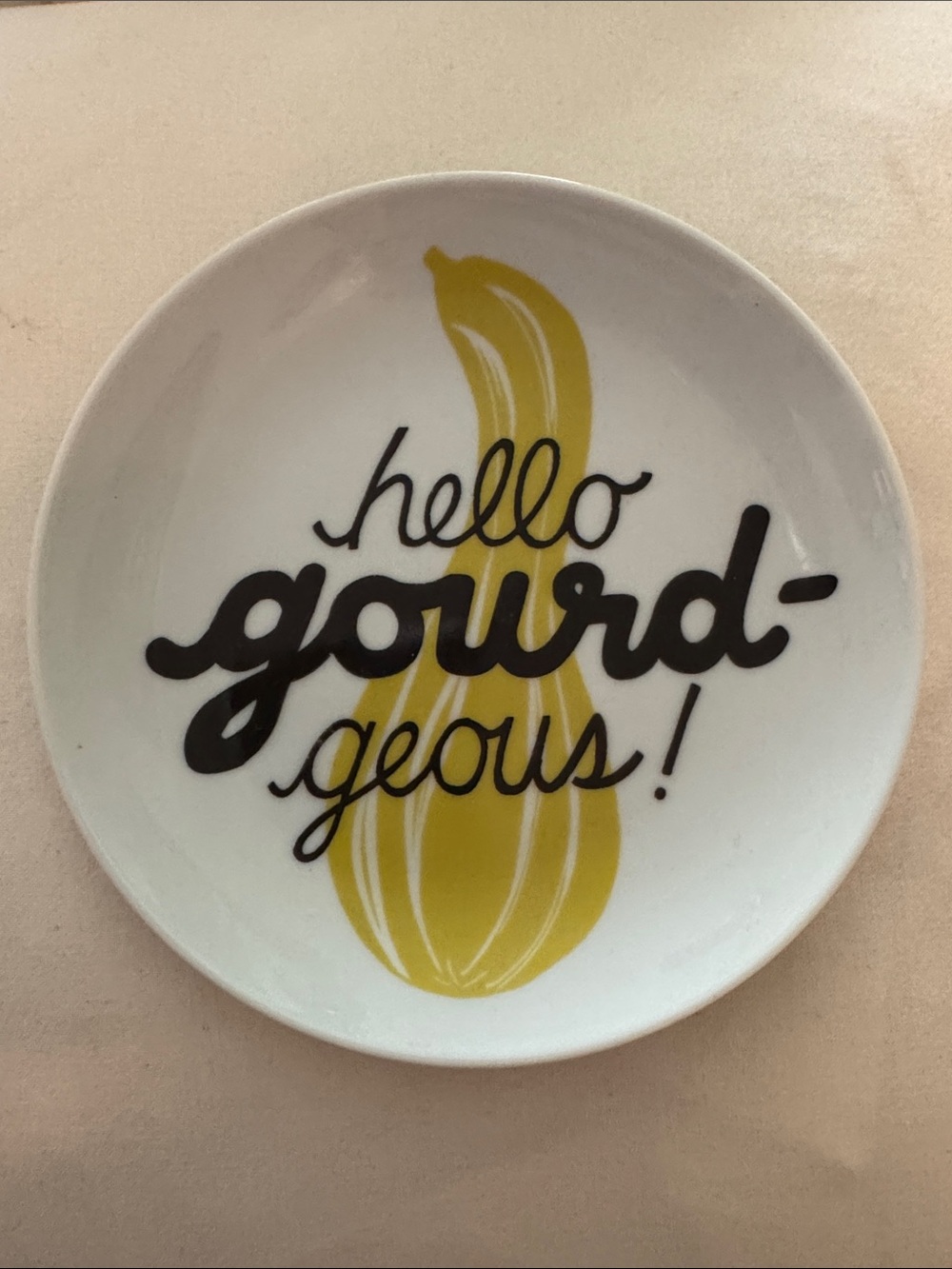 Hello Gourd-geous Crate and Barrel  Appetizer pun Plate NWT